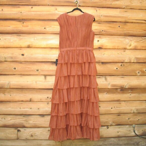 Mac Duggal 49287 Womens Sparkle Ruffle Layered Maxi Gown Dress - Picture 9 of 14